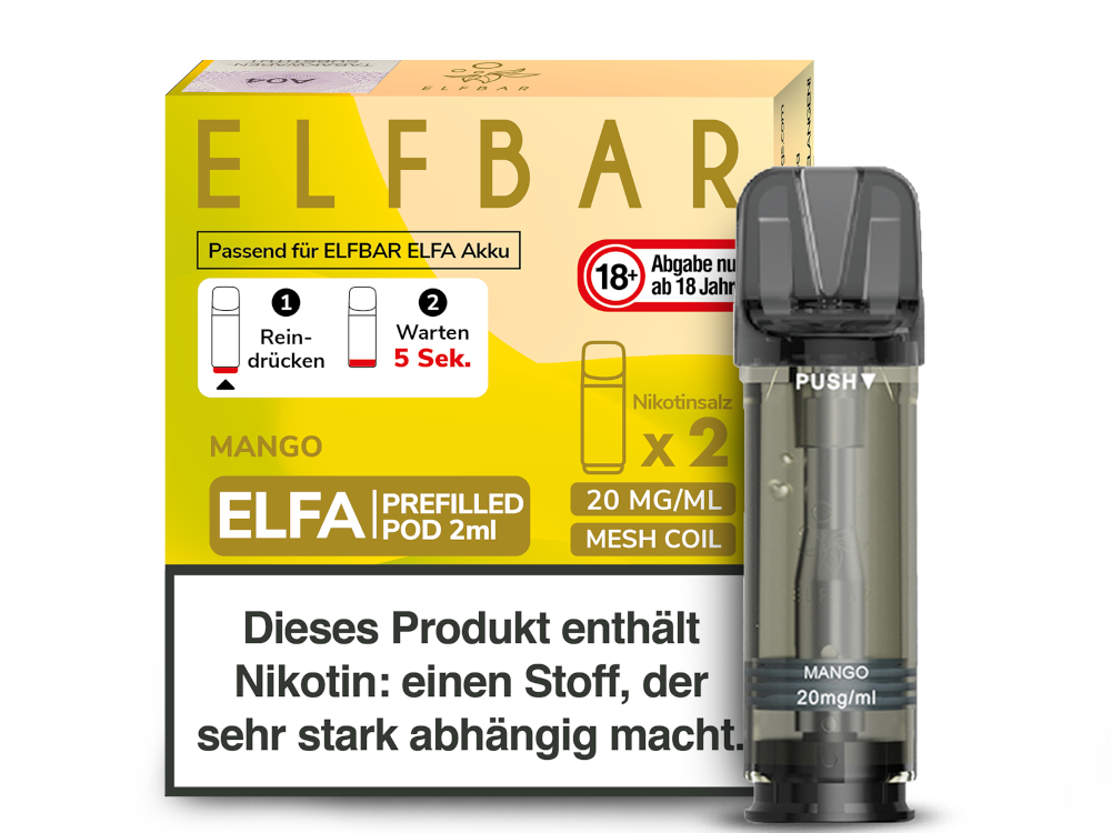Elfbar ELFA - POD Mango (2x2ml) 20mg egogreen Elfbar ELFA - POD Mango (2x2ml) 20mg egogreen