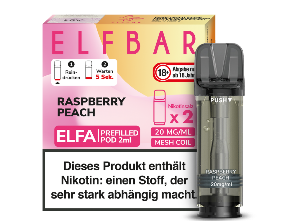 Elfbar ELFA - POD Raspberry Peach (2x2ml) 20mg