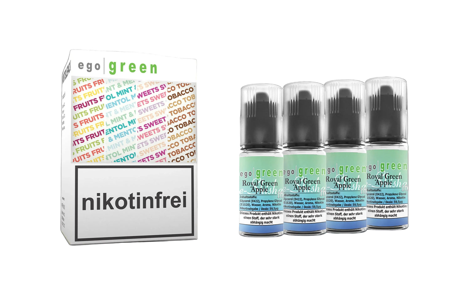 Royal Green Apple Nikotinsalz e-Liquid günstig im Vorteilspack 4x10ml kaufen