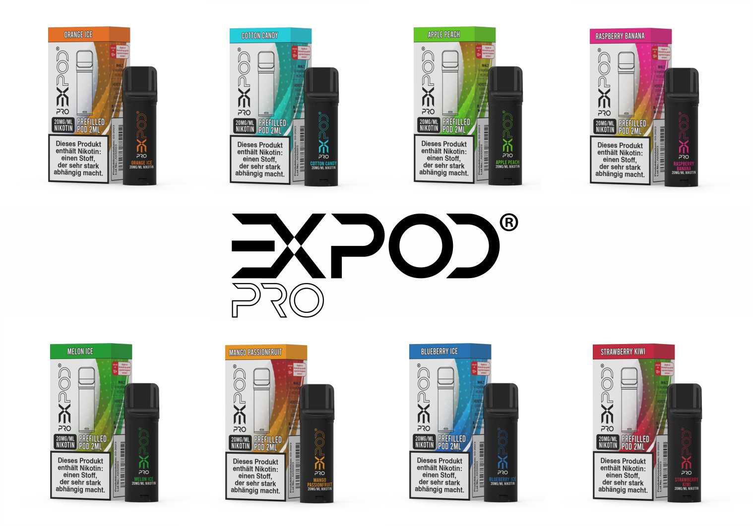 EXPOD PRO pre-filled PODS in 8 verschiedenen Sorten (ELFA kompatibel)