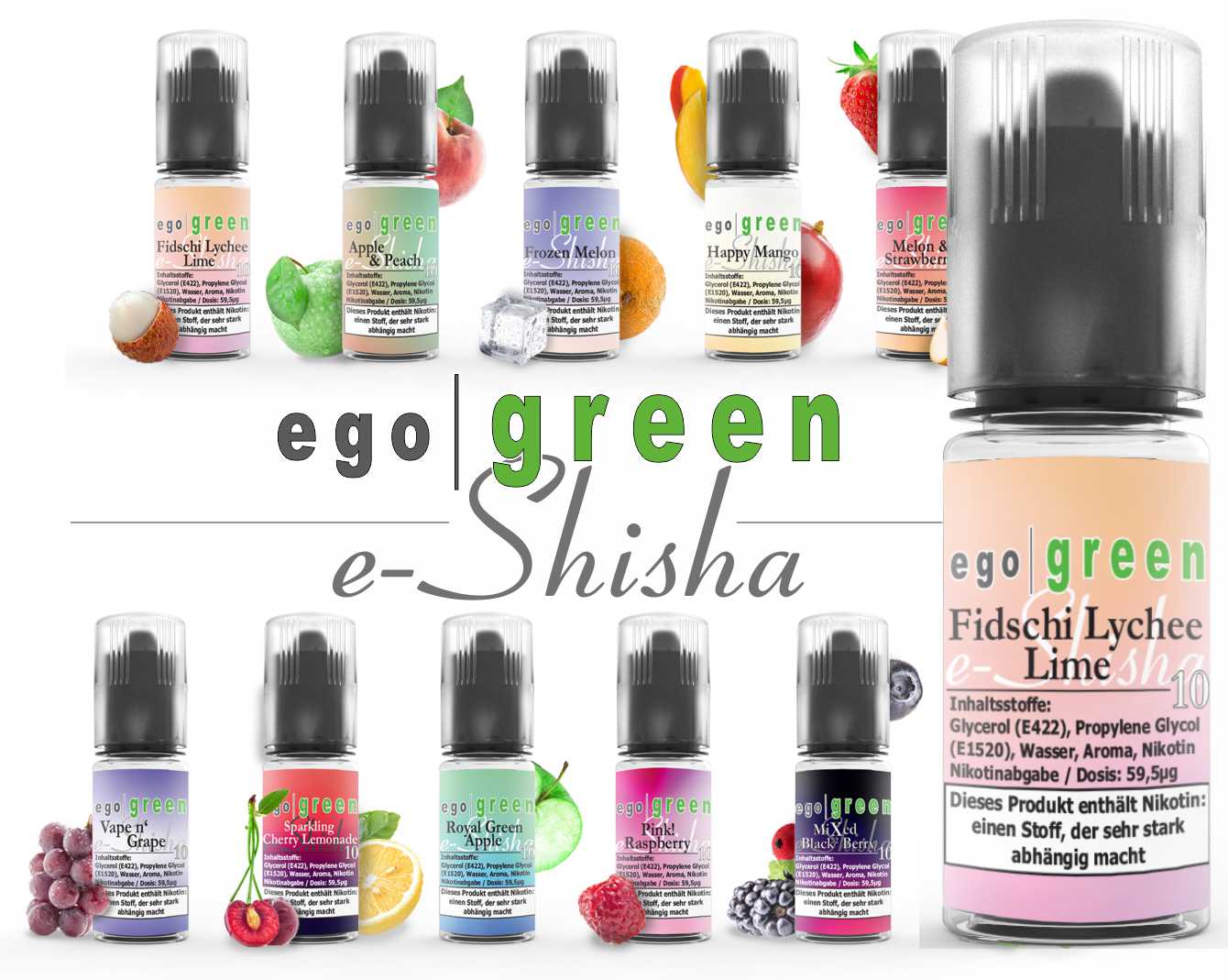 egogreen Fidschi Lychee Lime e-Shisha Nikotinsalz Liquid kaufen