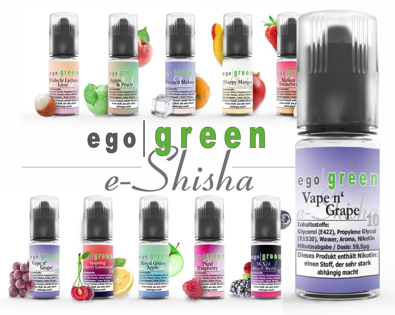 egogreen e-Shisha Nikotinsalz Liquid Vape n' Grape mit fruchtigem Traubengeschmack kaufen