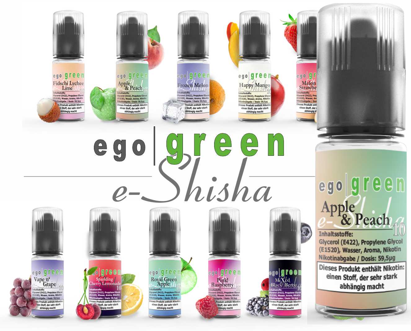 egogreen Apple & Peach Nikotinsalz e-Shisha Liquid kaufen