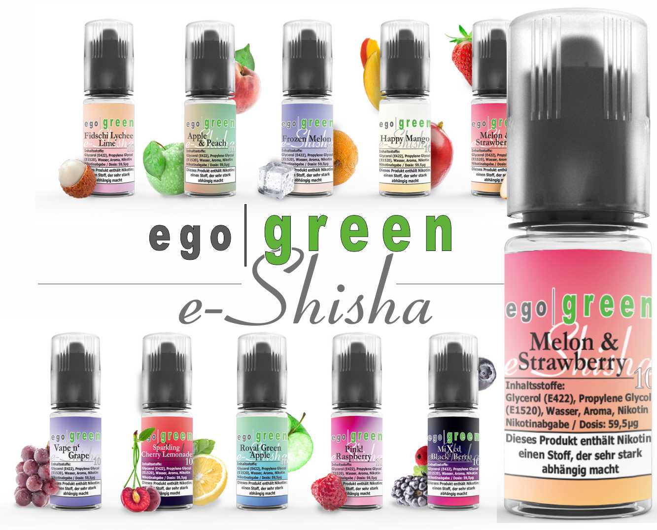 egogreen Melon & Strawberry Nikotinsalz e-Shisha Liquid kaufen
