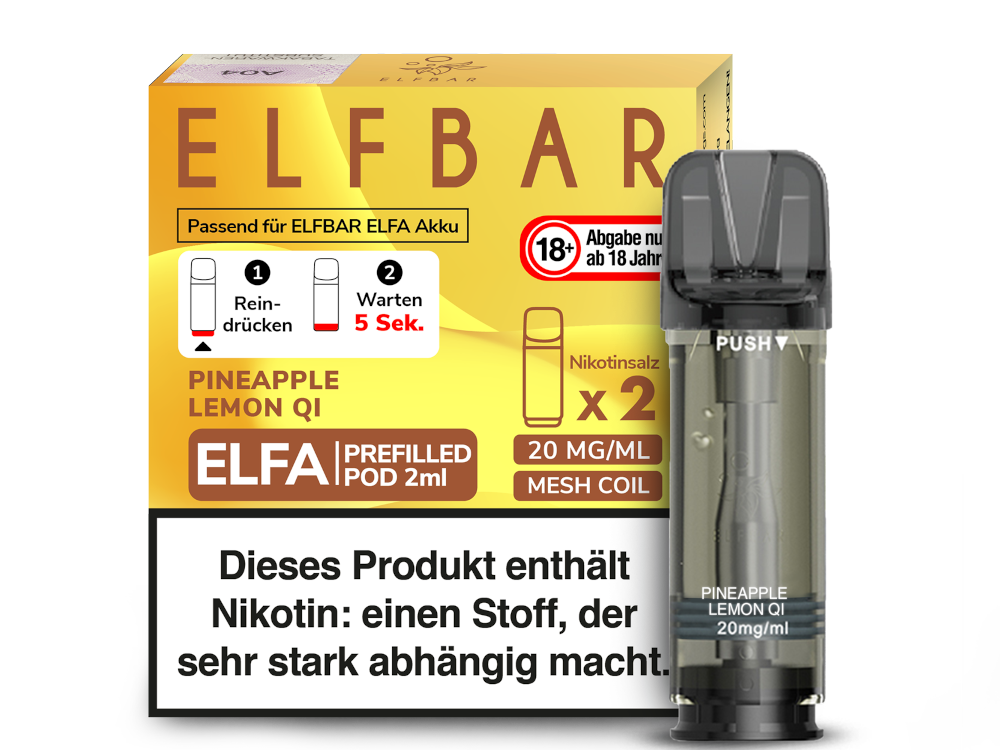 Elfbar Elfa pre-filled Pods 2x2ml Pineapple Lemon Qi günstig kaufen